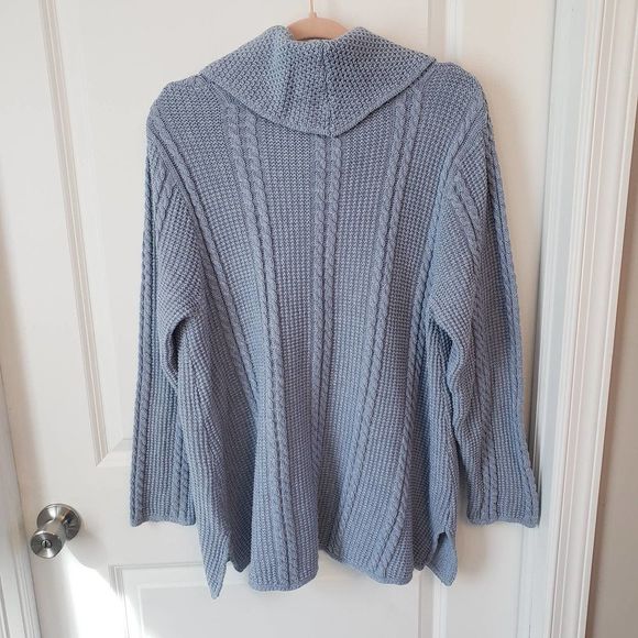 Jeanne Pierre Dusty Blue Cowl Neck Sweater Size XL - Picture 6 of 6